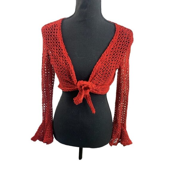 O2 Tops - O2 Women's Red Knitted Crop Top